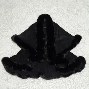 케이프 퍼 판초 드레이프 코트 블랙 M~L