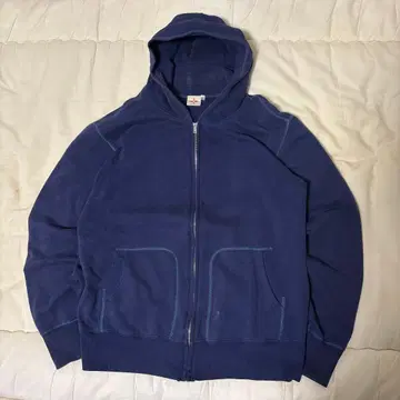 [좋은 실루엣] Two Moon 맨투맨 지퍼 후드티 블루 스티치