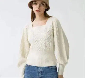 moussy 마우지 니트 화이트 스퀘어넥 여성용