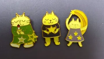고양이 핀 배지 별과 달 3개 세트