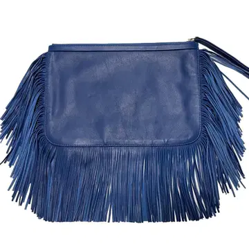 피에르 아르디 클러치백 파우치 프린지 가죽 블루