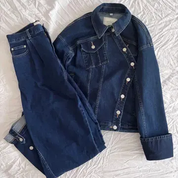 GU x rokh 데님 블루종과 팬츠 세트