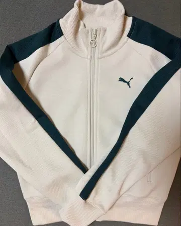 PUMA 집업 자켓 ASIA 화이트/다크 그린