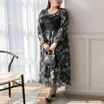 CLETTE 쿠레트 페이크 레이어드 꽃무늬 원피스 3L