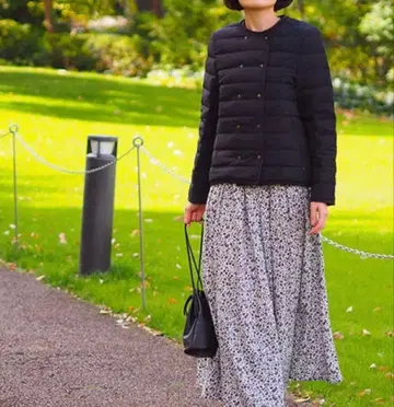 Encachette 숏 다운 코트 네이비