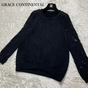 새상품급 그레이스 콘티넨탈 레이스 메쉬 쭈리 탑 트레이닝복 블랙