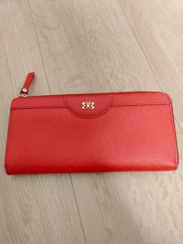 HANAE MORI 빨간색 장지갑 외부 지퍼 포함