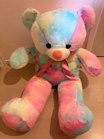 파스텔 컬러 곰 봉제 인형 약 80cm 빛나는 플래시 테디베어
