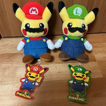 마리오 피카츄와 루이지 피카츄 봉제 인형 세트 2개