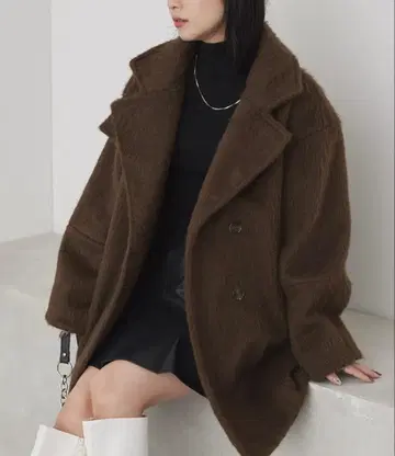 2WAY 샤기 멜톤 피 코트