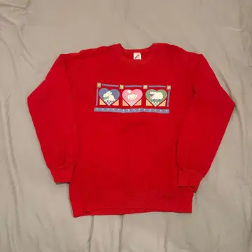 80s JERZEES 맨투맨 하트 애니멀 그래픽