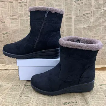 새상품 여성용 23.0cm 발수 보아 안감 경량 숏부츠 블랙 6442