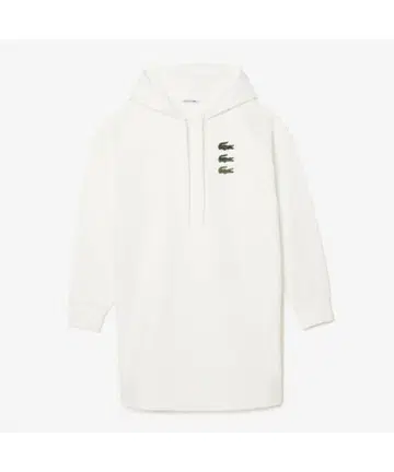 라코스테 삼연 악어 화이트 후드 부착 원피스 후디