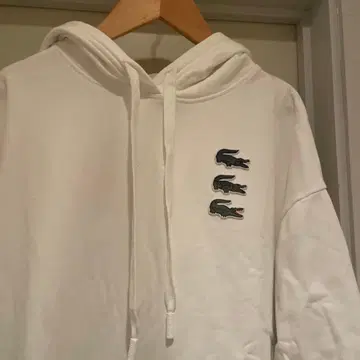 라코스테 삼연 악어 화이트 후드 부착 원피스 후디