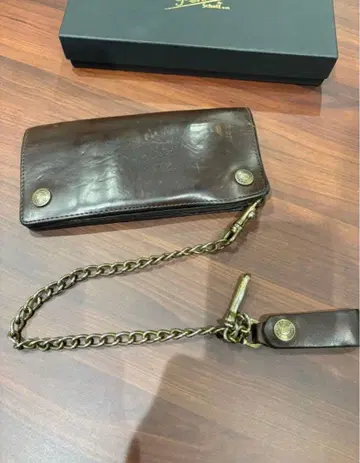 Schott 브라운 가죽 지갑 체인