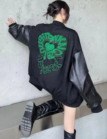 KsG PU 가죽 자수 페이크 스웨이드 자켓