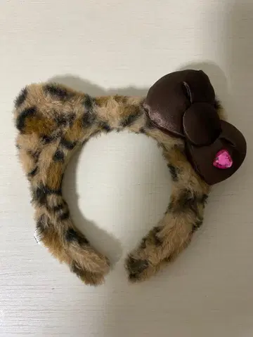 레오파드 무늬 머리띠 (리본 포함)