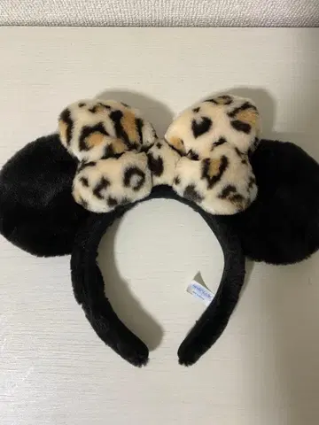 미키 귀 레오파드 무늬 리본 머리띠