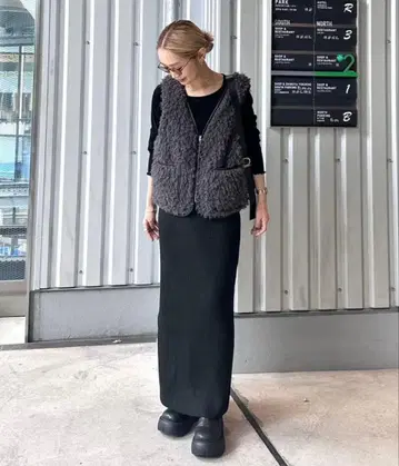 CIAOPANIC TYPY 바이핑 퍼 베스트 차콜 그레이