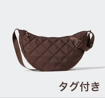 라운드 숄더백 퀼트 다크 브라운