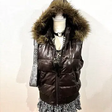 헤이세이 갸루 y2k 퍼 다운 베스트 그런지 다운 베스트 광택