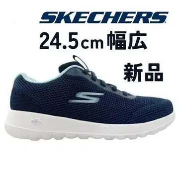 [ 새상품 ] 스케쳐스 스니커즈 여성용 24.5 네이비 넓은 발볼 슬립온