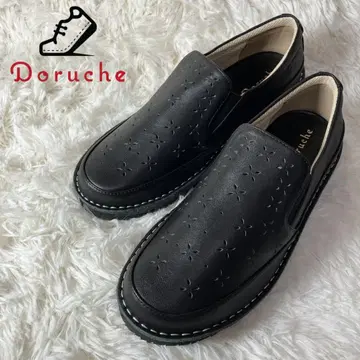 거의 미사용 Doruche 소가죽 펀칭 슬립온 로퍼 일본제 24cm