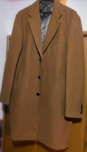 브라운 GU 울 블렌드 체스터 코트