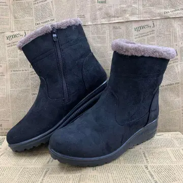 새상품 여성용 23.0cm 보아 안감 경량 발수 숏부츠 블랙 6442