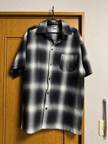 Cal Top 반팔 플란넬 셔츠 체크 무늬