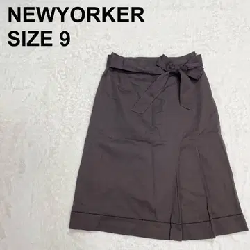 뉴요커 벨디드 스커트 도트 무늬 플리츠 무릎 기장 1147