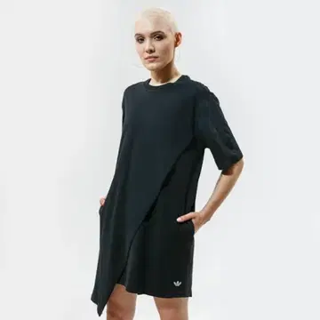 adidas 비대칭 티셔츠 원피스 블랙