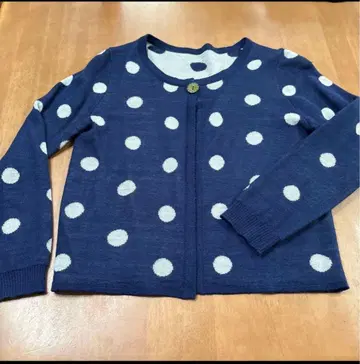 호코모모라 가디건 물방울 패턴 네이비 컬러