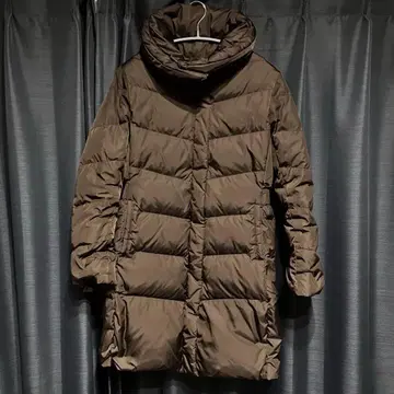 유니클로 롱 다운 코트 브라운 M