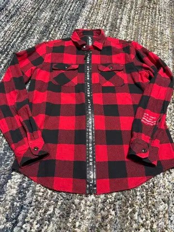 replay 리플레이 블록 체크 플란넬 셔츠 L