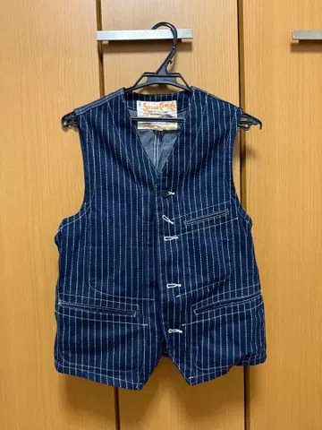 SUGAR CANE 스트라이프 데님 베스트 36