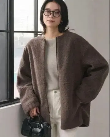 유나이티드 애로우즈 그린 라벨 노카라 보아 블루종 코트