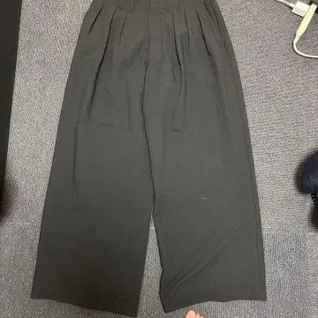 WYM 블랙 와이드 팬츠 플리츠 포함