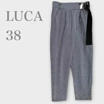 루카레이디랙루카 벨트 포함 스트라이프 테이퍼드 팬츠 네이비 M 봄/여름