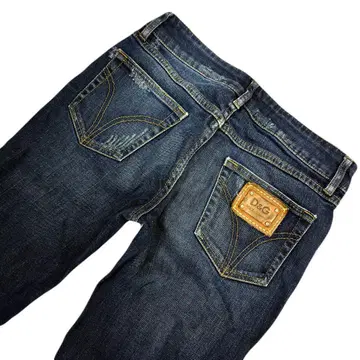 돌체앤가바나 데님 로고 플레이트 스트레이트 팬츠