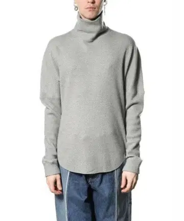 카즈유키 쿠마가이 어태치먼트 SUPER140s 와플 터틀넥 니트