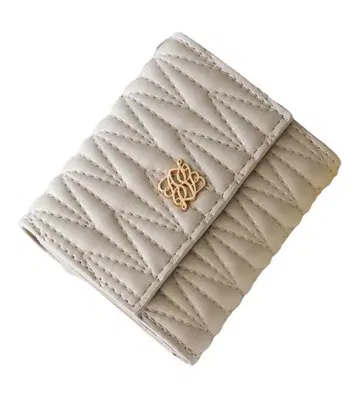 베이지 3단 폴더형 지갑