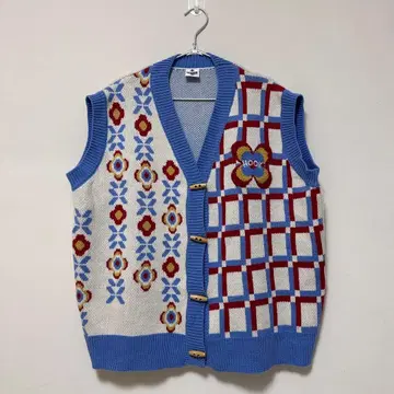 HOOK 니트 베스트 스웨터 베스트 플라워 꽃무늬