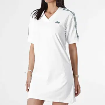 아디다스 화이트 V넥 미니 원피스