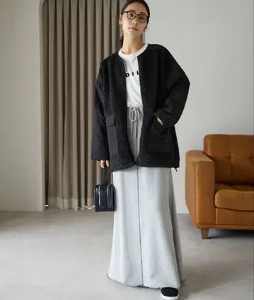 tiptop+pocket 보아 퀼트 노카라 블루종