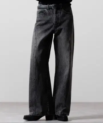 [ CLEL ] 빈티지 디자인 3D 데님 블랙 M