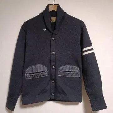 80s SKOOKUM 울 가디건 가죽 헌팅