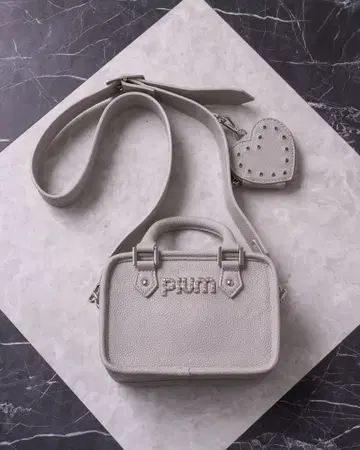 pium 하트 파우치 포함 미니 보스턴 백