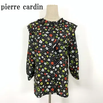 LA7236 피에르 가르뎅 꽃무늬 긴팔 버튼 셔츠 블라우스 블랙 42