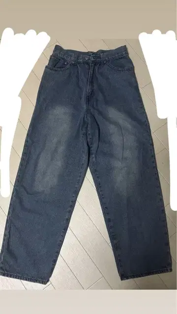 다크 블루 와이드 데님 팬츠